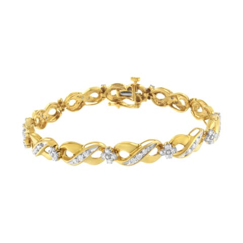 10K Yellow Gold Round-Cut Diamond Infinite Love Bracelet