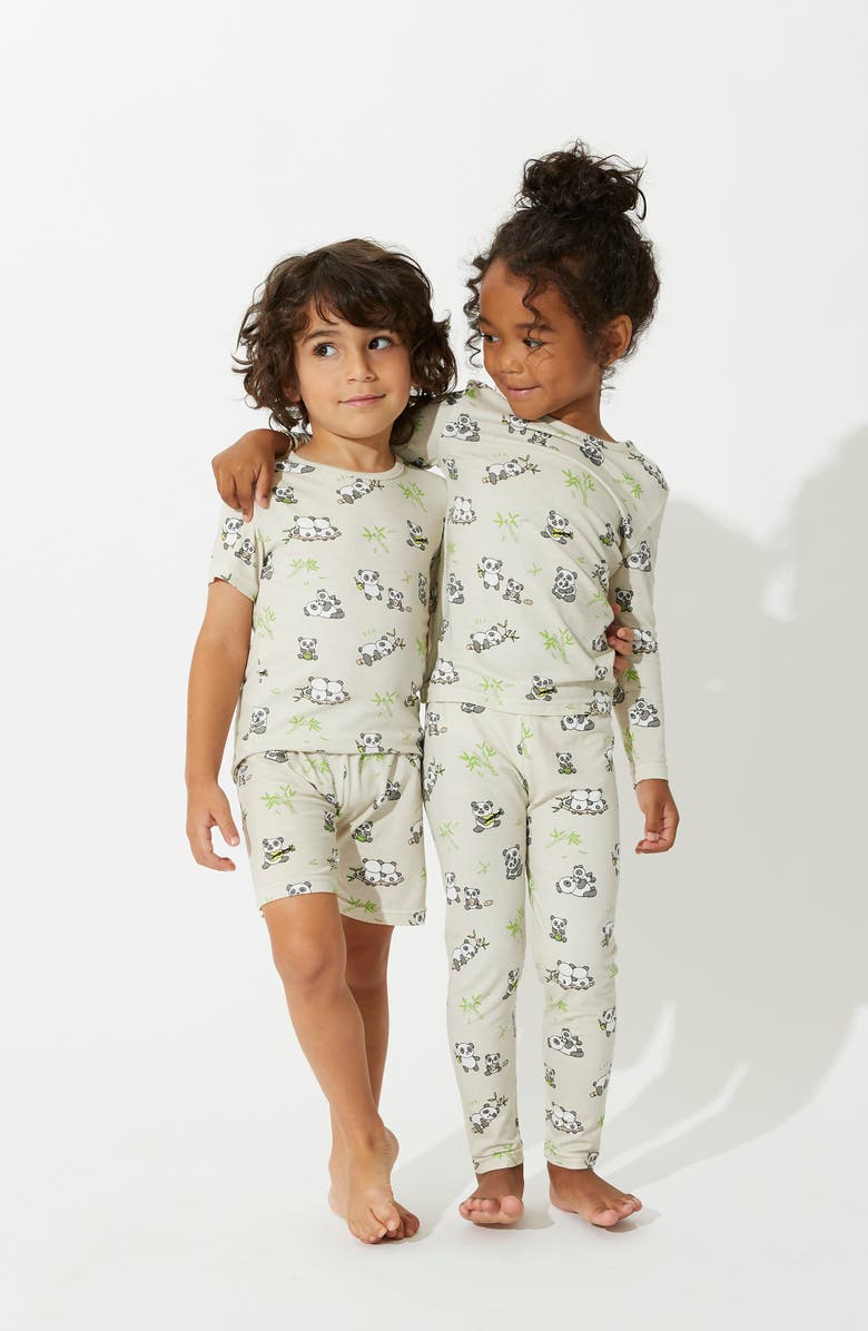 Bellabu Bear Kids' Panda Bear Fitted Two-Piece Pajamas, Alternate, color,