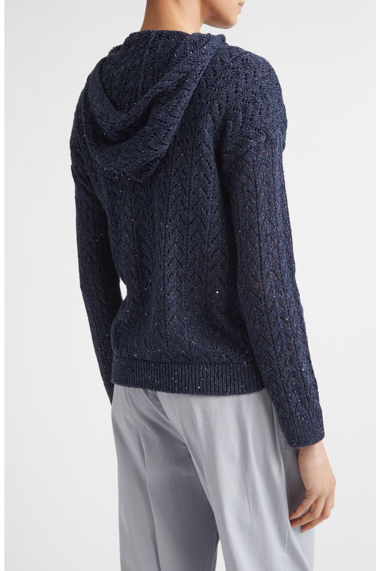 Zip Front Cotton & Linen Blend Pointelle Cardigan, Alternate, color, 11N NEW BLUE