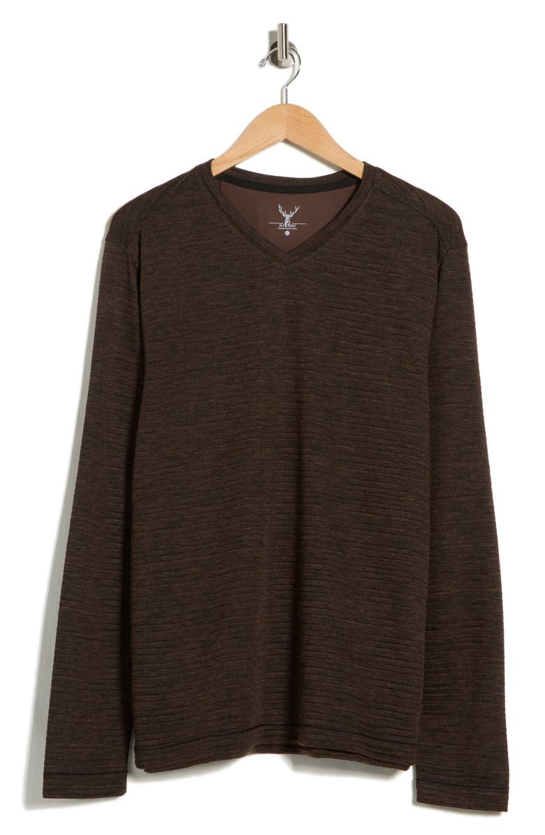 NICOBY Crinkle Heathered Sweater, Alternate, color, Brown
