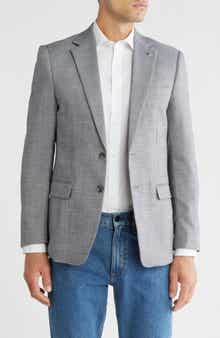Grey Crosshatch Notch Lapel Blazer