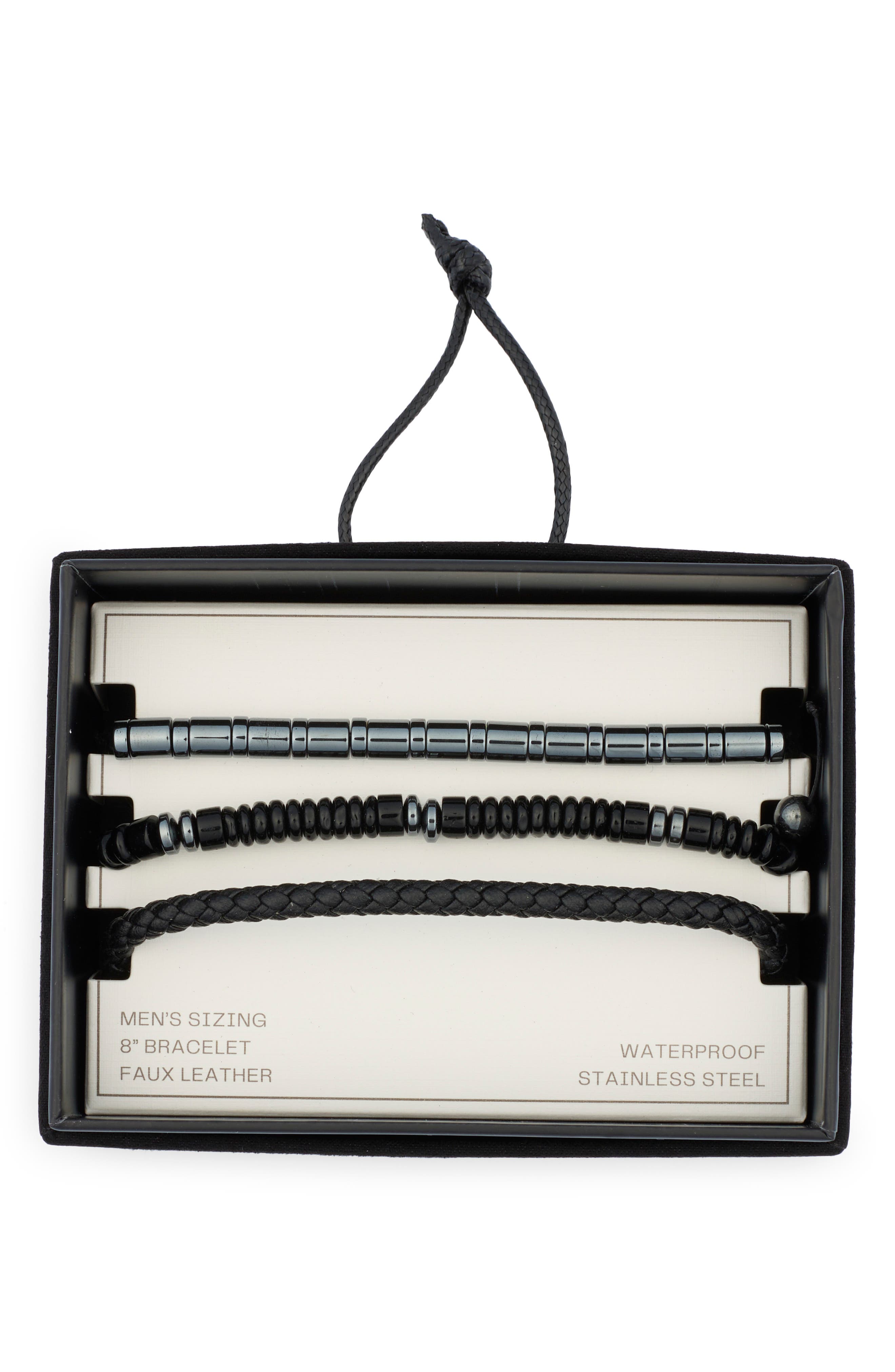 NORDSTROM RACK 3-Pack Mixed Faux Leather & Bead Bracelets