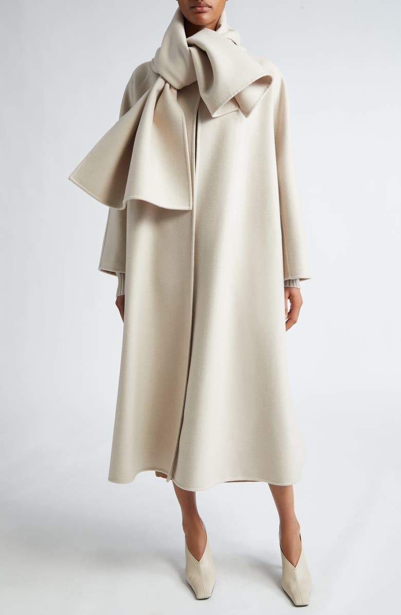 Max Mara Pepaia Alpaca Blend Long Coat with Removable Cape, Main, color,
