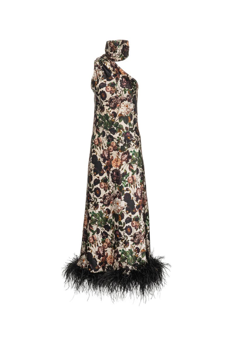 Liya One Sleeve Maxi Dress, Main, color, Brown