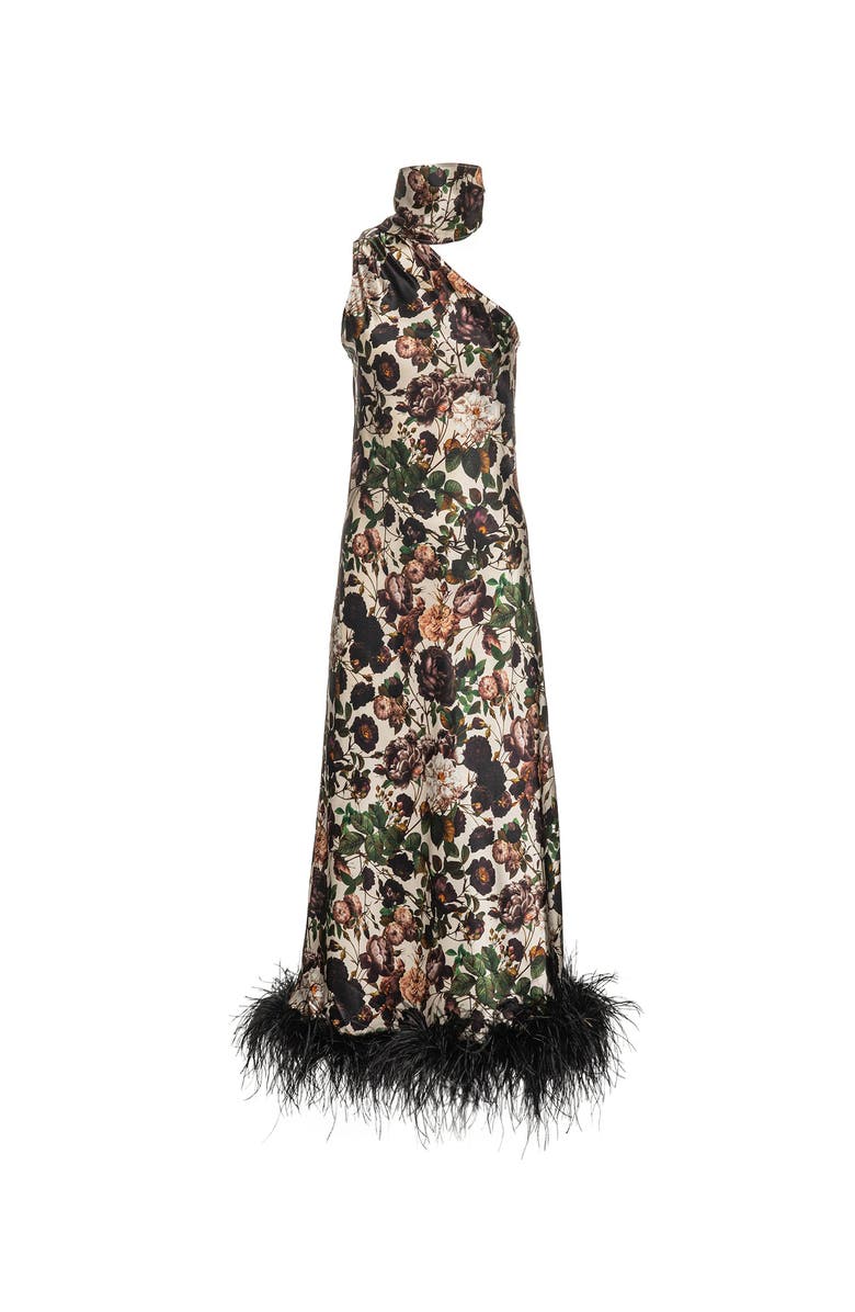 Vasiliki Liya One Sleeve Maxi Dress, Main, color, Brown