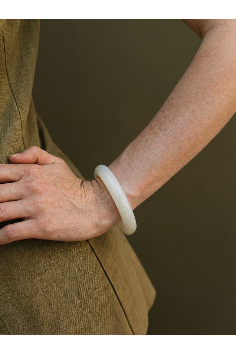 1994 Off White Thin Jade Bangle, Alternate, color, Off White