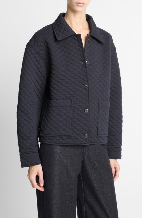 Vince Cotton Blend Quilted Jacket In Blue