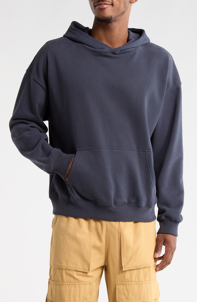 DENIM AND FLOWER Relaxed Fit French Terry Hoodie, Main, color, Navy