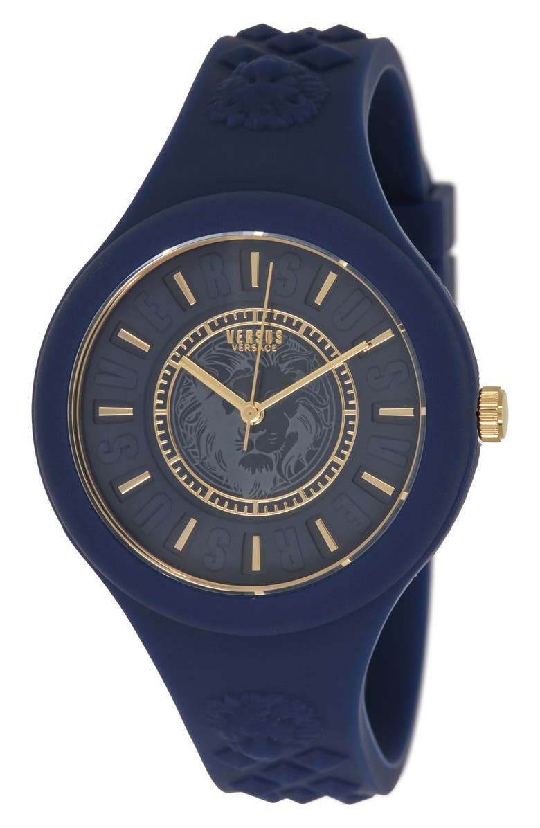 VERSUS Versace Fire Island Silicone Strap Watch, 39mm, Main, color, Blue