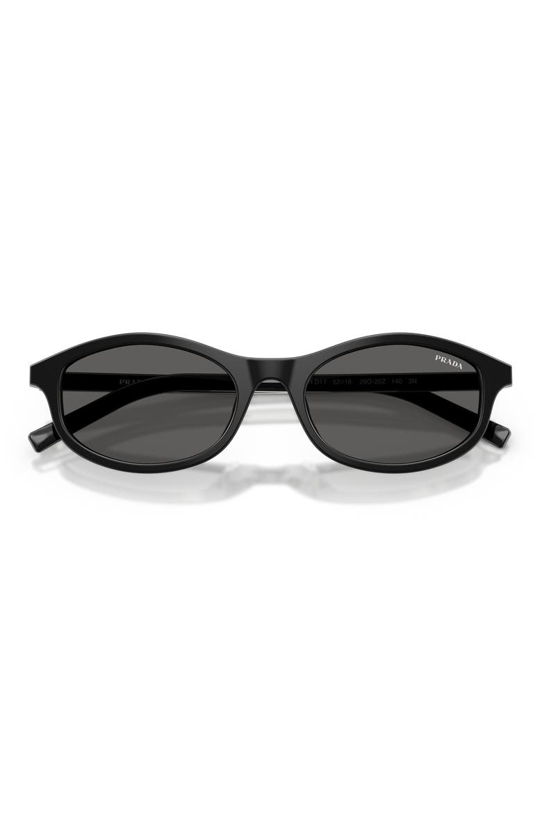 PR D17S 52mm Oval Sunglasses, Alternate, color, BLACK / DARK GREY