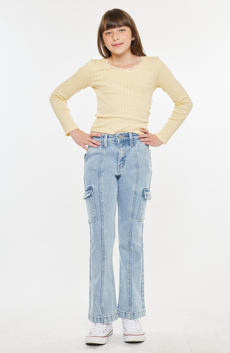 KanCan Gormani High Rise Cargo Flare Jeans, Alternate, color, Medium Wash