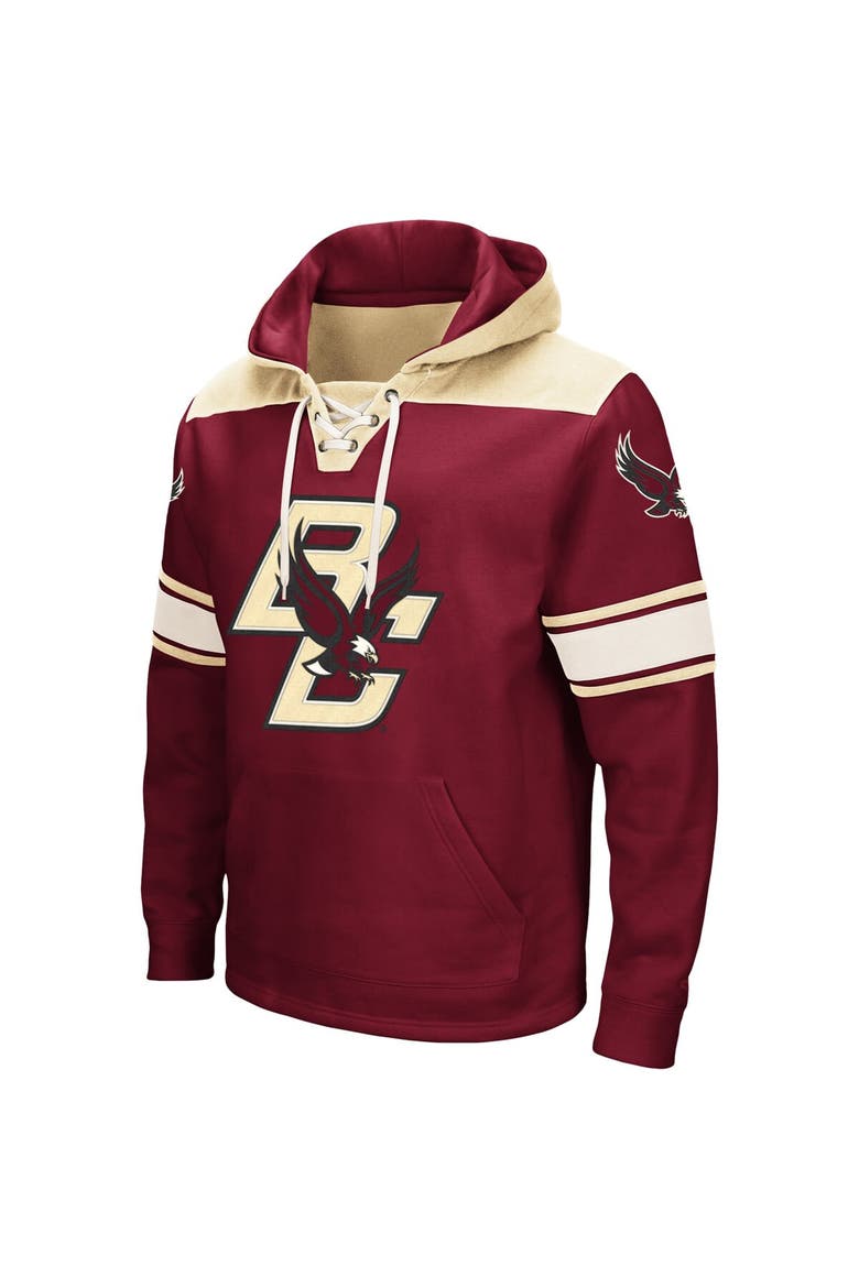 Men's Colosseum Maroon Boston College Eagles 2.0 Lace-Up Pullover Hoodie, Alternate, color, Maroon