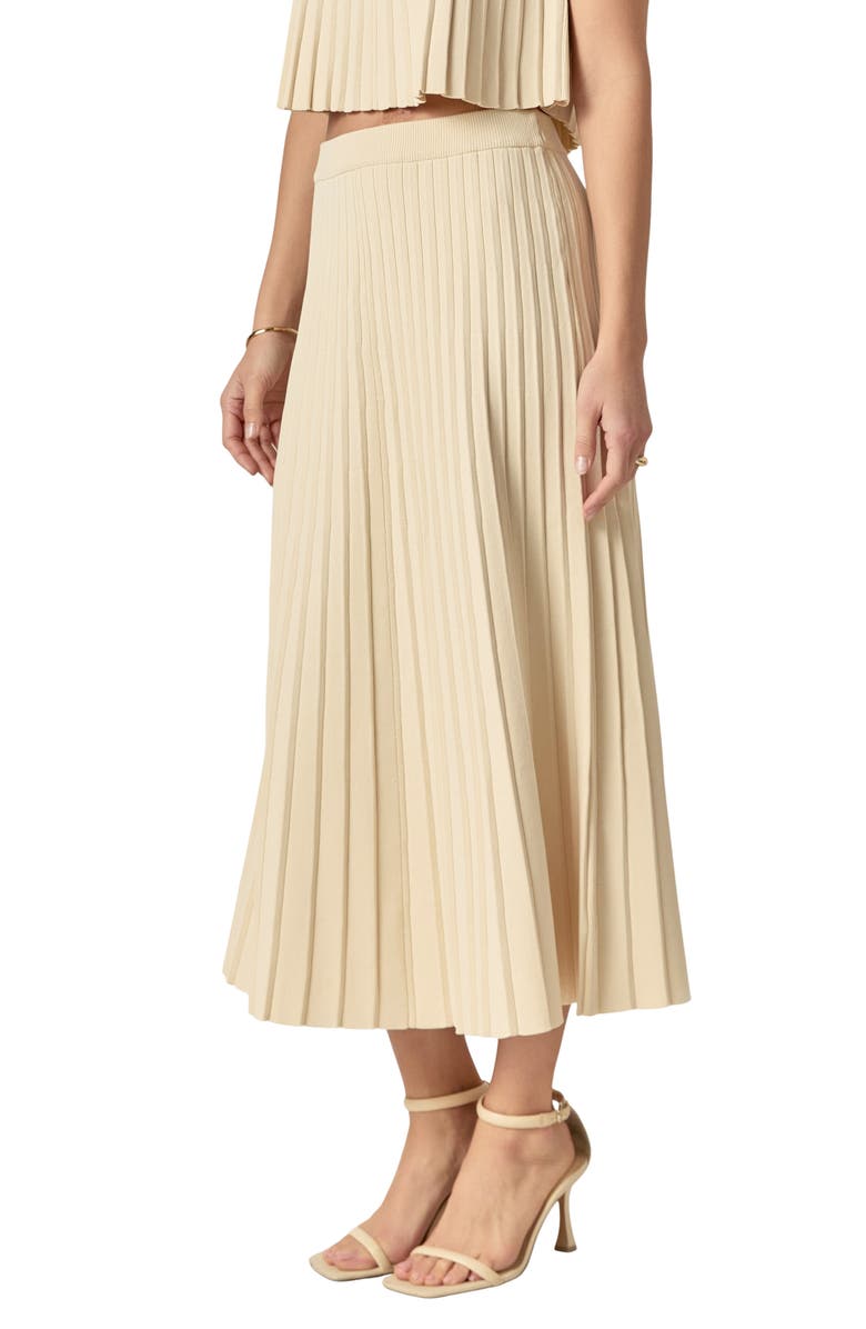 English Factory Pleated Knit Midi Skirt, Alternate, color, 