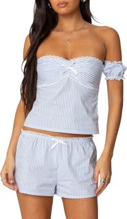 EDIKTED Taryn Stripe Off the Shoulder Top