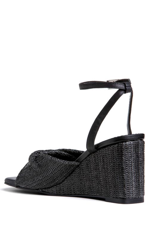 Allegra James Mona Raffia Wedge Sandal In Black