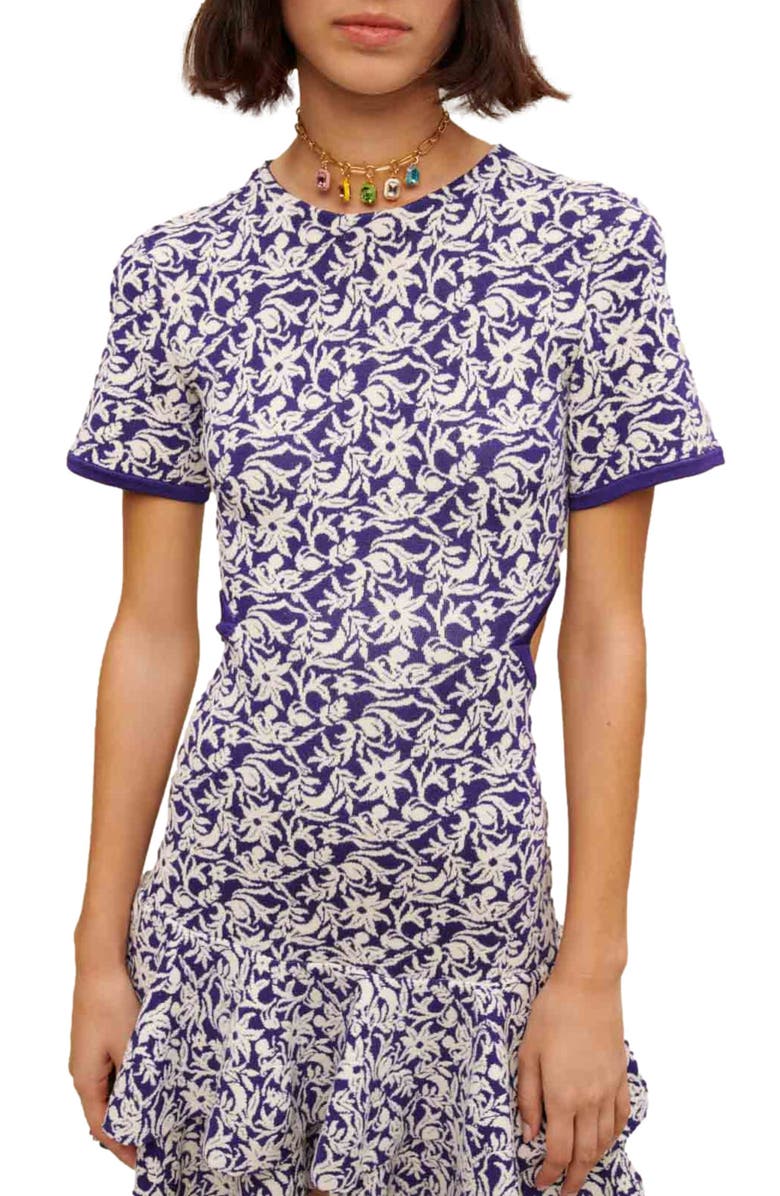 maje Responsa Floral Ruffle Dress, Alternate, color, Onirique