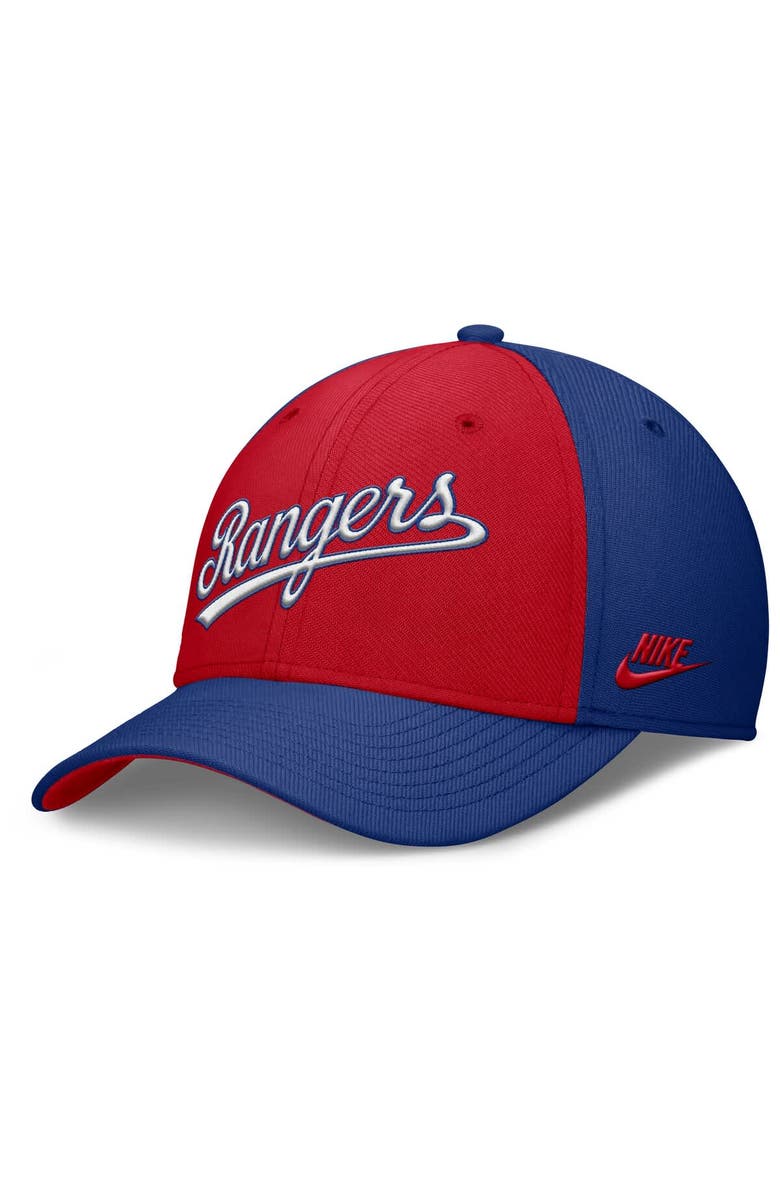 Nike Men's Nike Royal/Red Texas Rangers Rise Swoosh Performance Flex Hat, Alternate, color, Royal