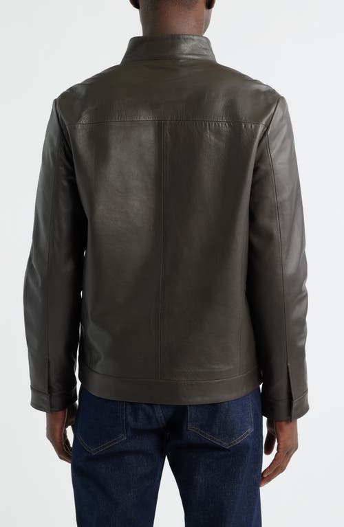 Nordstrom Stand Collar Leather Bomber Jacket In Gray