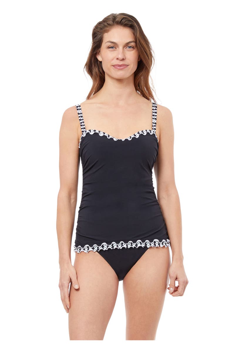 Enya E-Cup Bandeau Tankini Swim Top, Main, color, BLACK