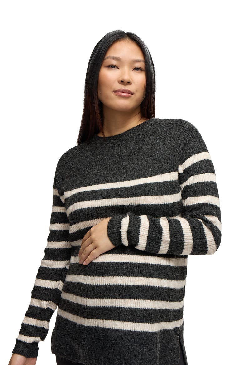 Raglan Maternity Mock Neck Sweater, Alternate, color, Charcoal/Ivory