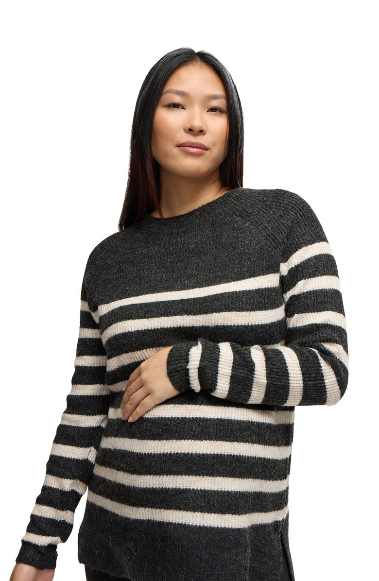 Ingrid & Isabel Raglan Maternity Mock Neck Sweater, Alternate, color, Charcoal/Ivory
