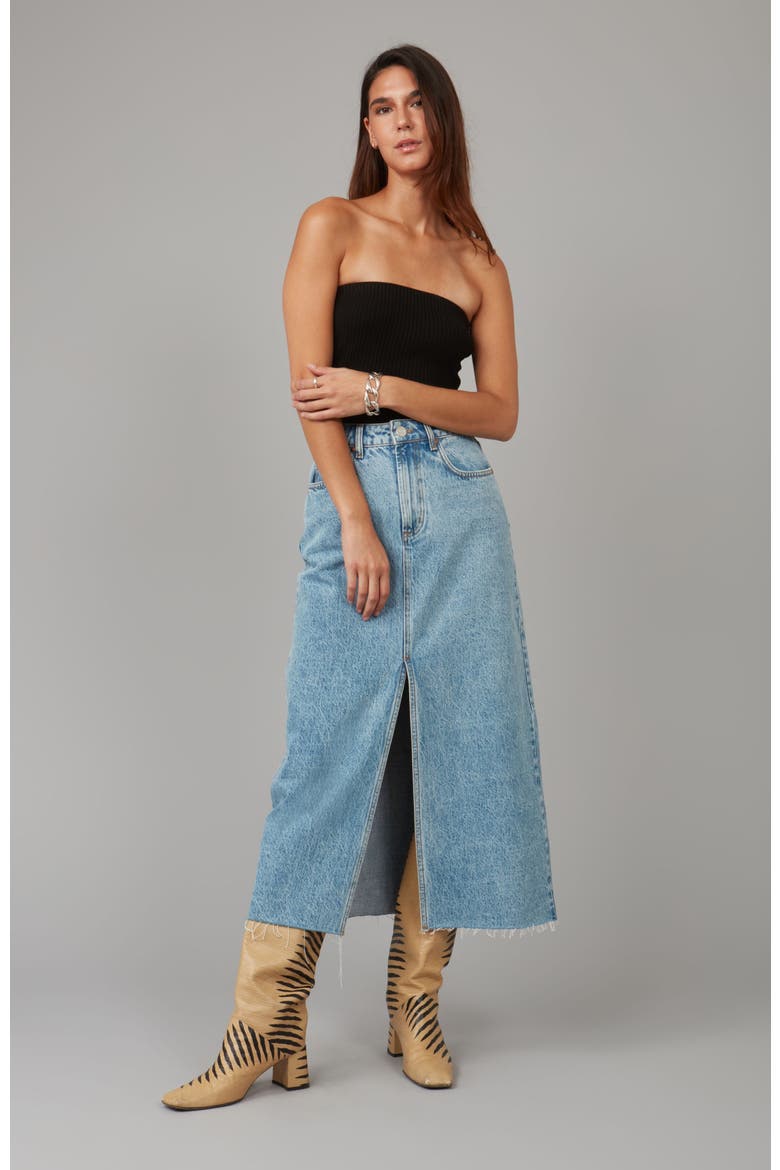 Halston High Rise Maxi Skirt, Alternate, color, Vintage Ice Blue