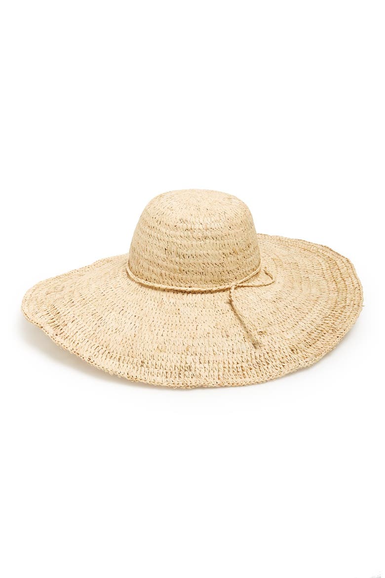 'Crochete' Raffia Sun Hat, Main, color, NATURAL