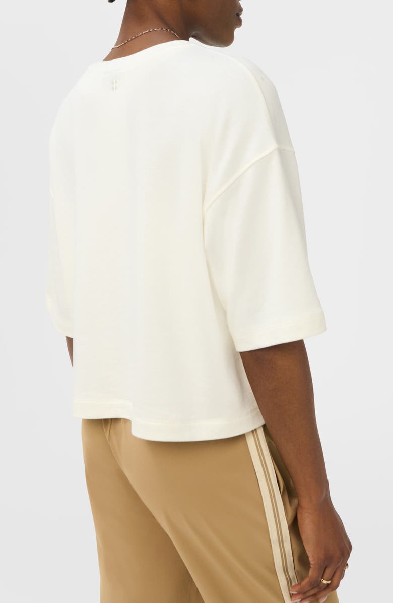 Sweaty Betty After Class Short Sleeve Cotton Blend Sweatshirt, Alternate, color, Dove White