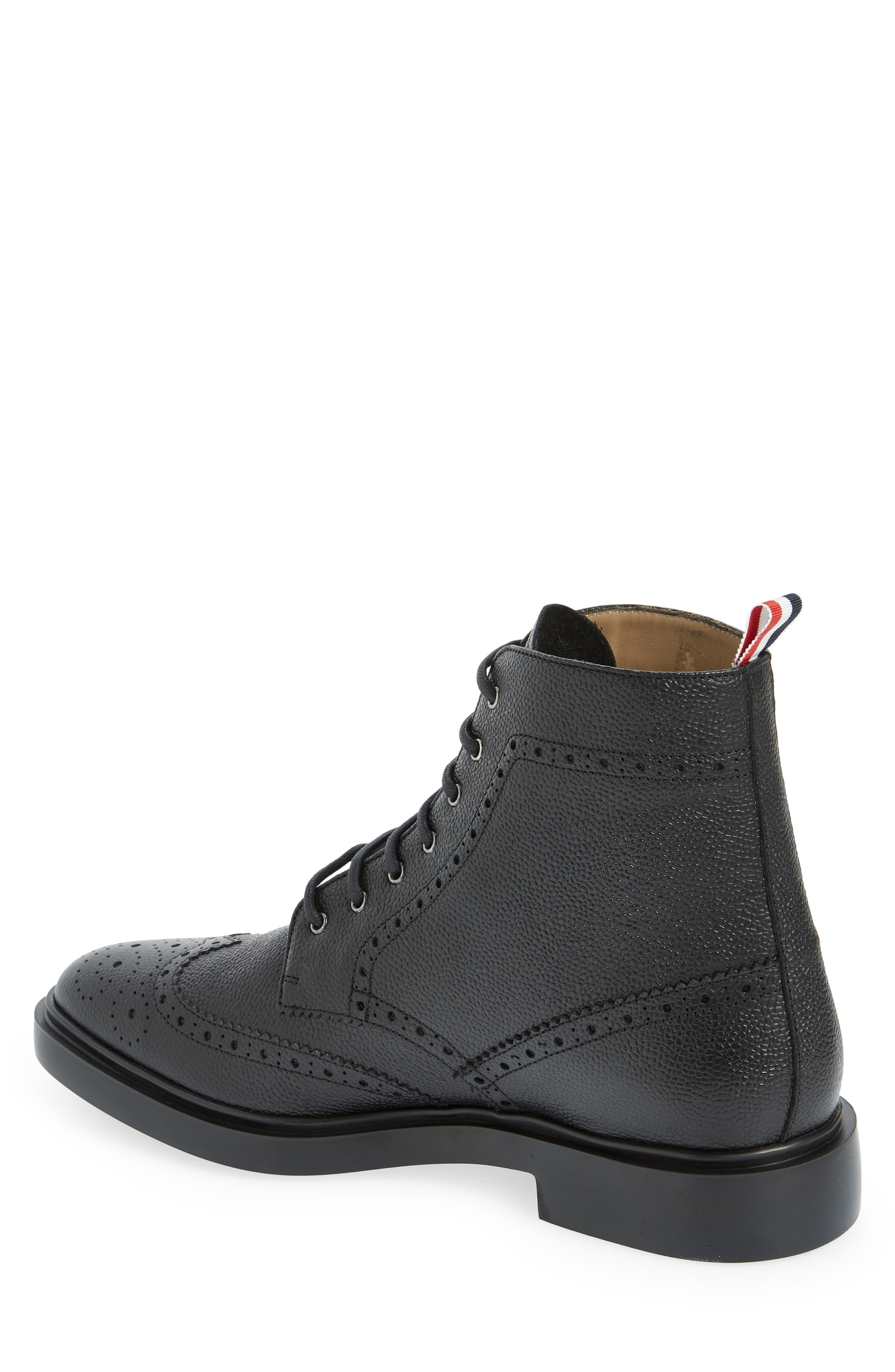 Thom Browne Classic Wingtip Lace-Up Boot, Alternate, color, Black