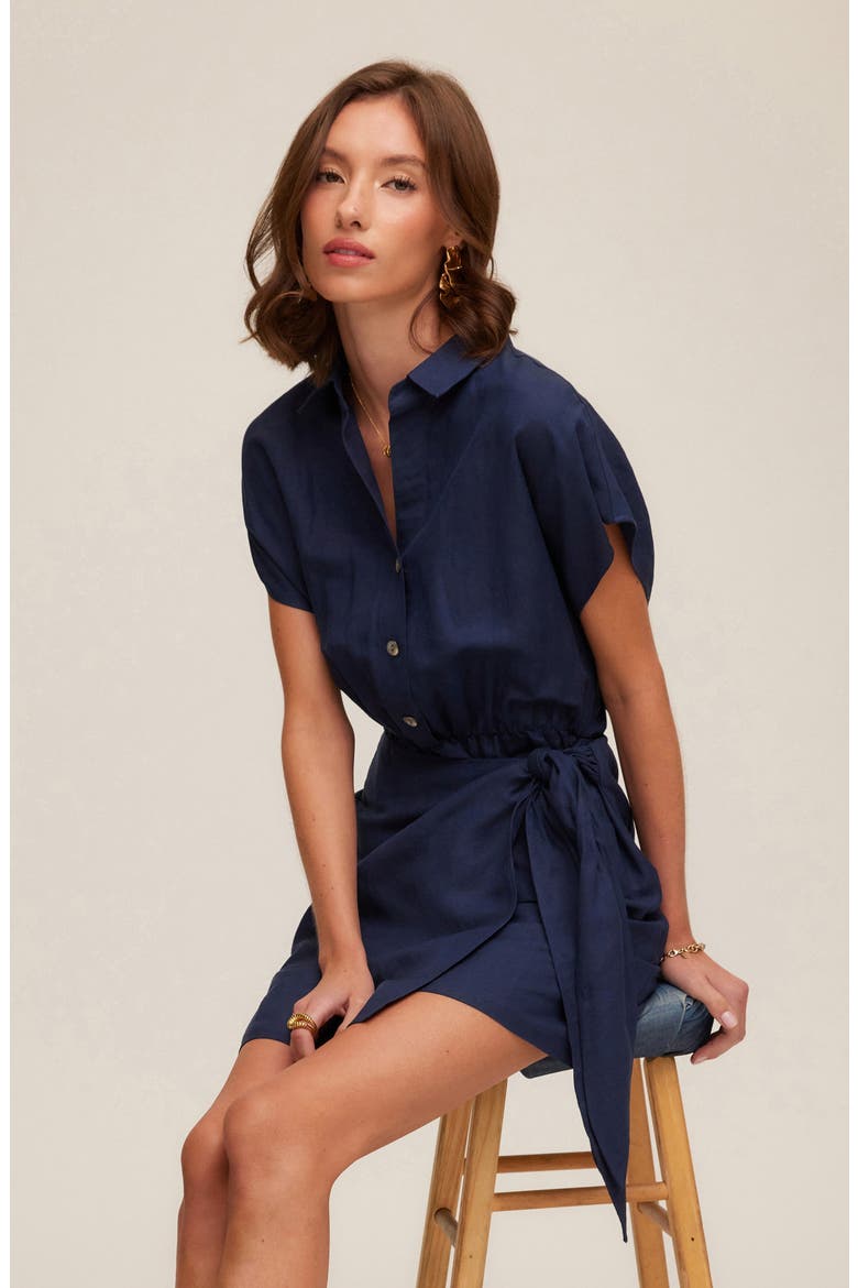 Ryann Linen Blend Shirtdress, Alternate, color, NAVY