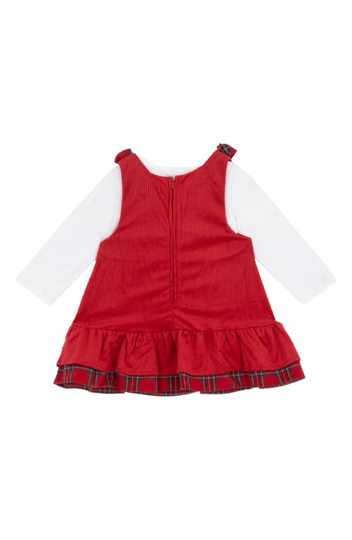 Rare Editions Kids' Corduroy Reindeer Appliqué Dress & T-shirt Set In Red