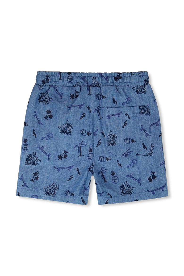 Elastic Waist Skateboards Chambray Shorts, Alternate, color, Blue Chambray Skate Boards