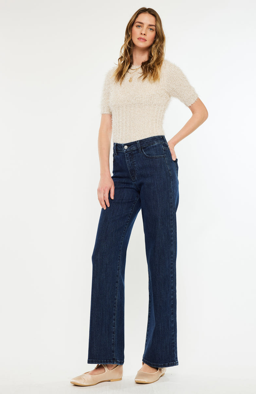 Kancan Camila High Rise Wide Leg Jeans In Blue In Blue