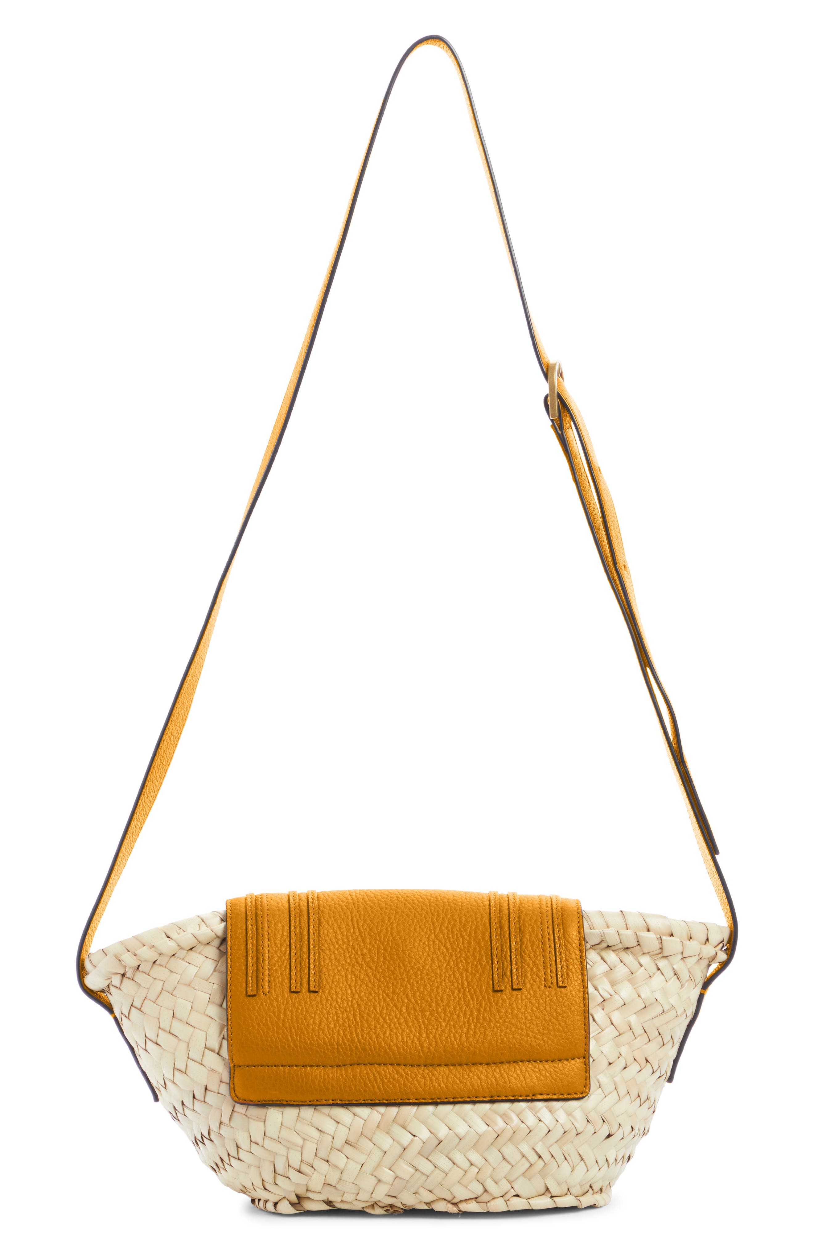 Marcie Leather & Raffia Crossbody Bag, Alternate, color, SUNFLOWER YELLOW