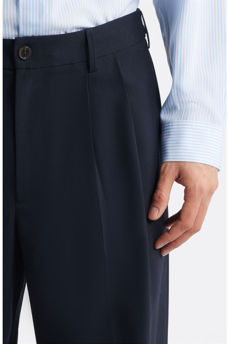 Pleated Wool Wide Leg Pants, Alternate, color, DARK NAVY