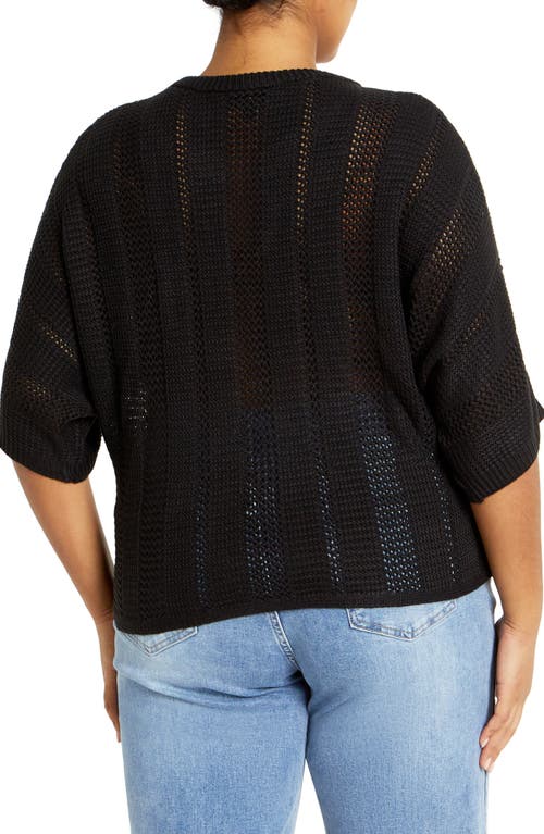 City Chic Sienna Open Stitch Sweater In Black