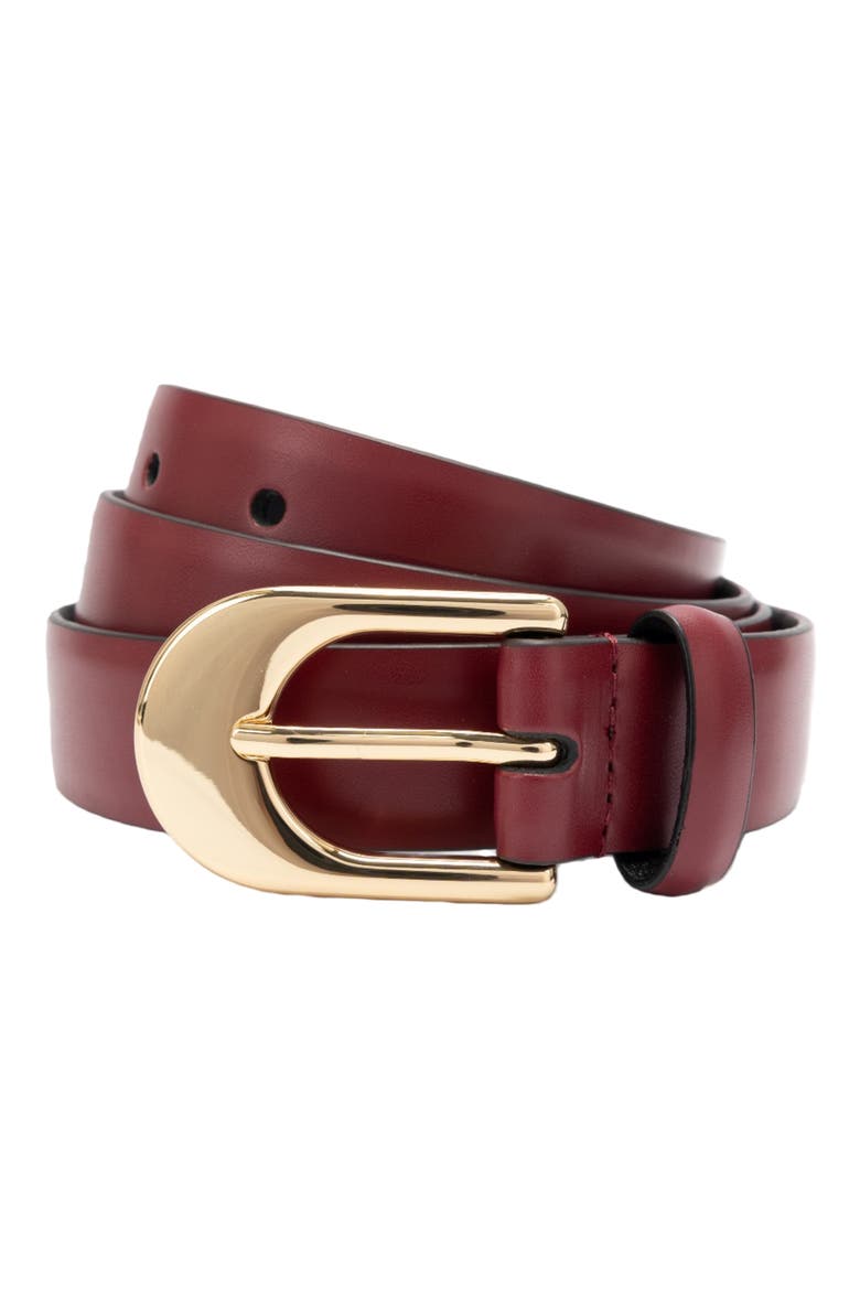 25mm Leather Slide Buckle Belt, Main, color, RHUBARB JAM