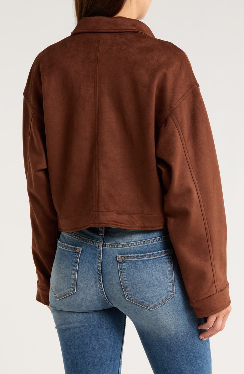 Vigoss Studded Faux Suede Crop Shacket, Alternate, color, Chocolate