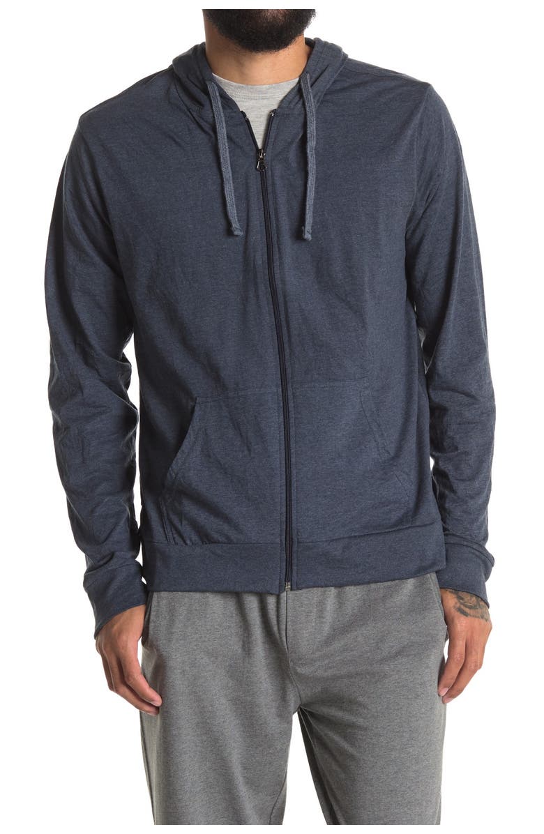 UNSIMPLY STITCHED Lightweight Zip-Up Hoodie, Main, color, Heather Blue
