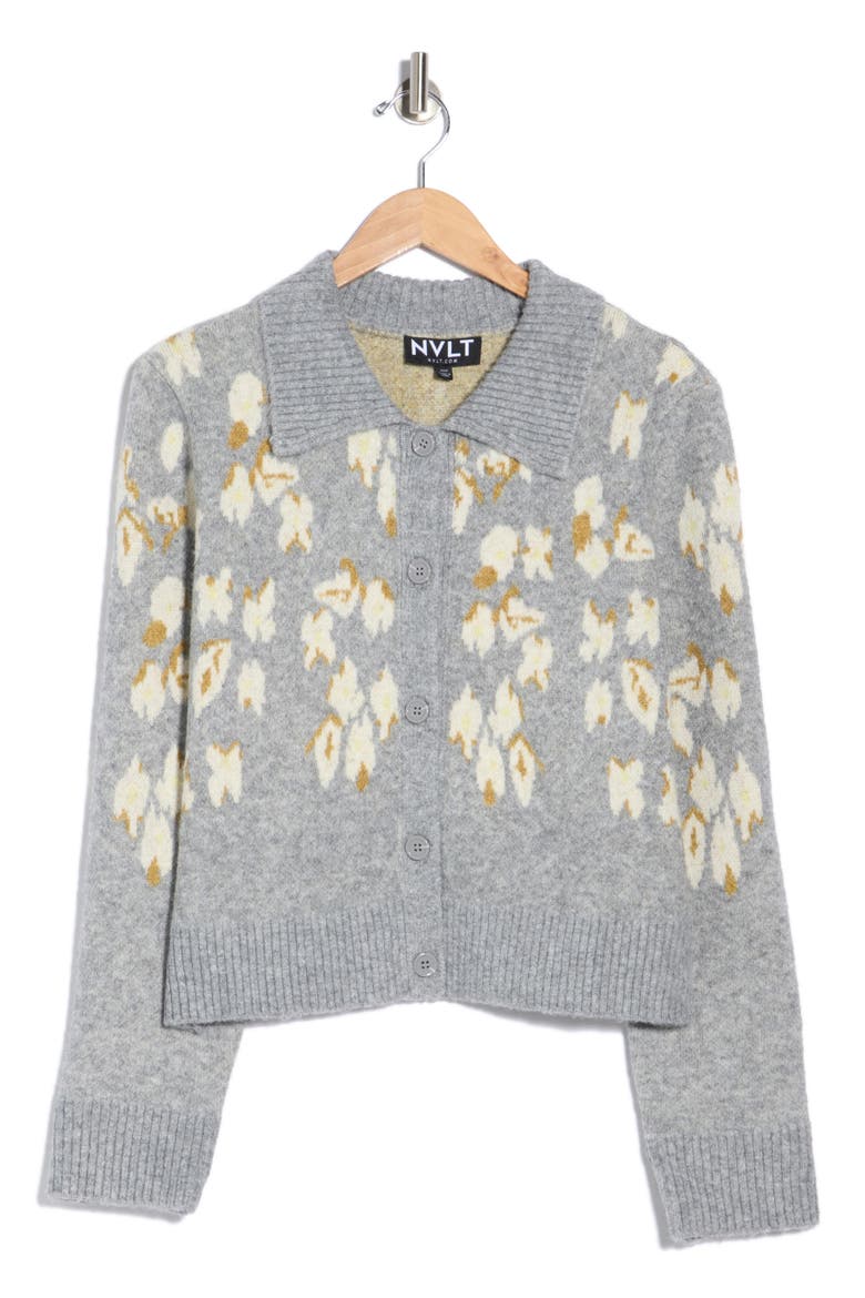 Collared Cardigan, Main, color, LIGHT GREY MIX