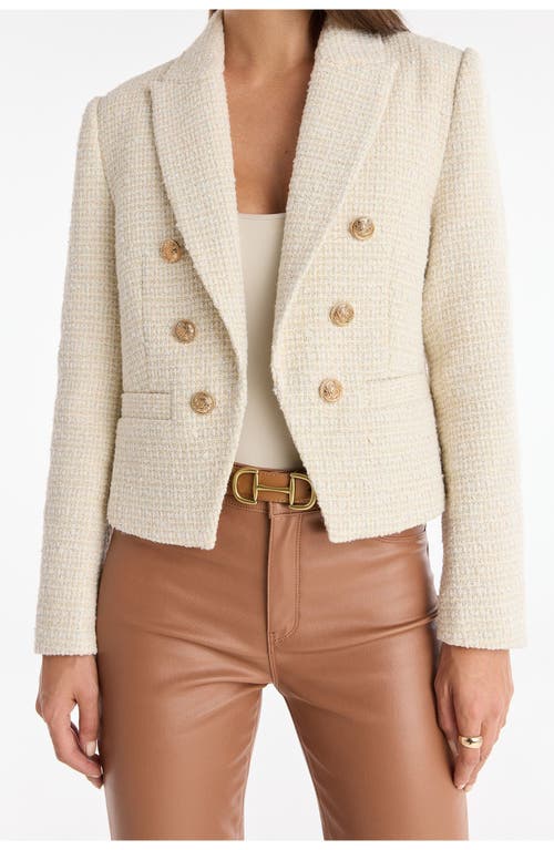 The Noli Shop Gabrielle Tweed Double Breasted Blazer In Neutral