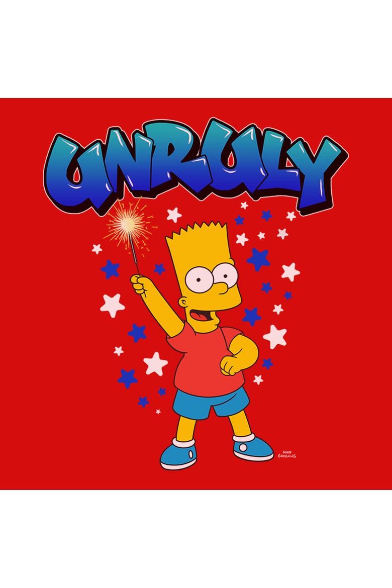Girl's The Simpsons Bart Unruly Sparkler  Graphic T-Shirt, Alternate, color, Red