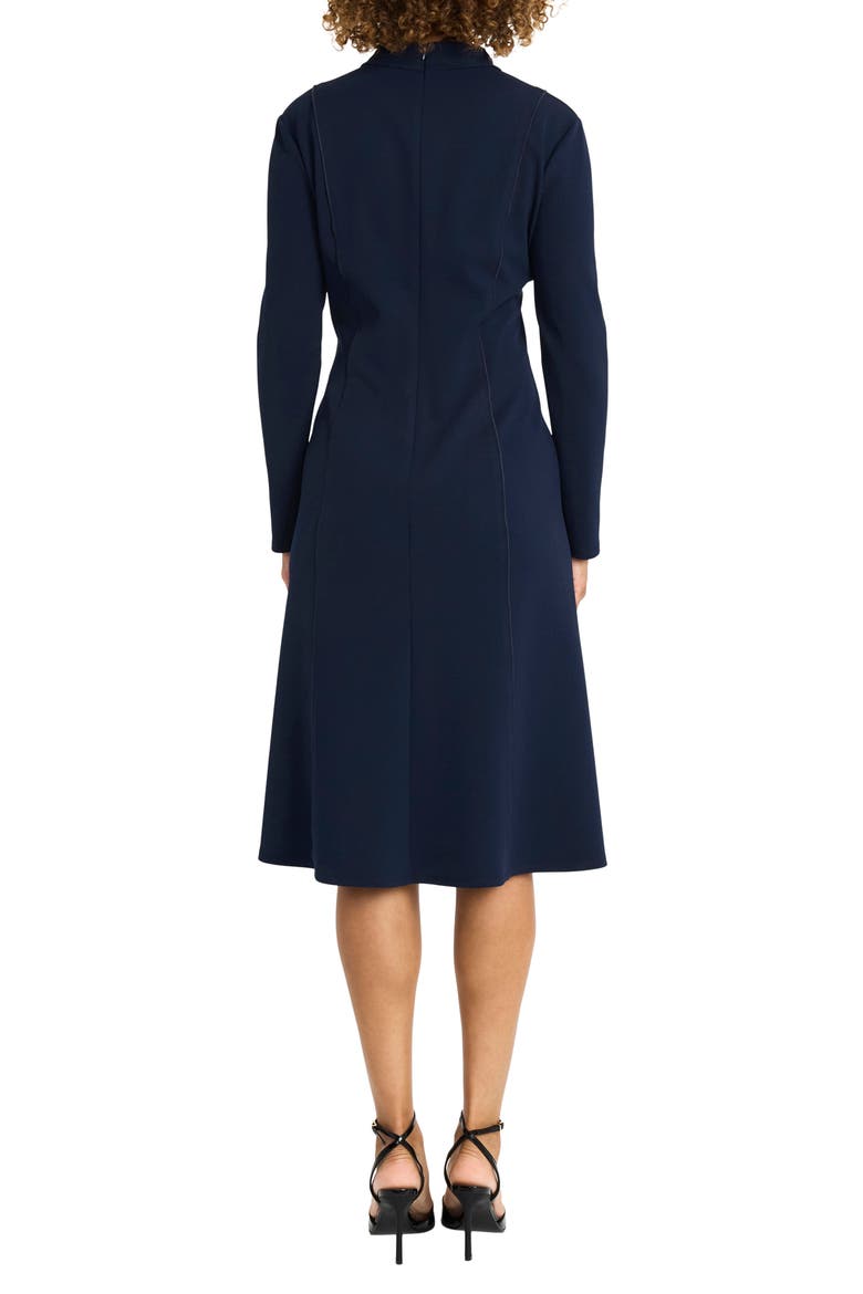 Split Neck Long Sleeve Midi Dress, Alternate, color, NAYB