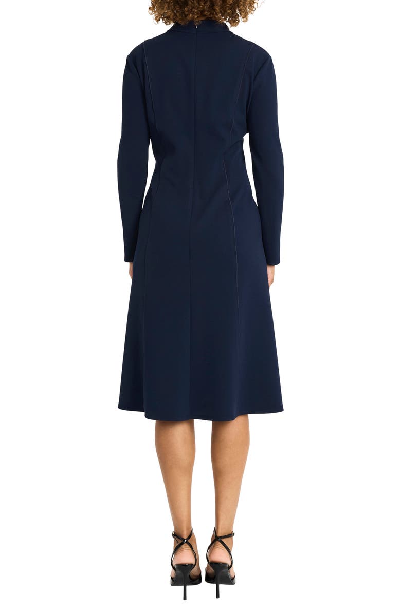 Maggy London Split Neck Long Sleeve Midi Dress, Alternate, color,