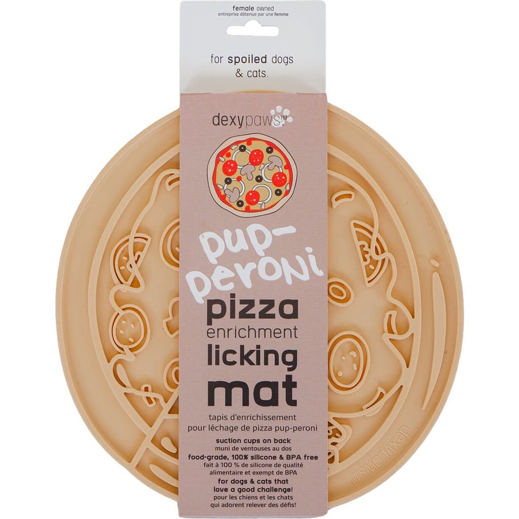 Dexypaws Enrichment Lick Mat Pupperoni Pizza Grooved Silicone in Brown  product