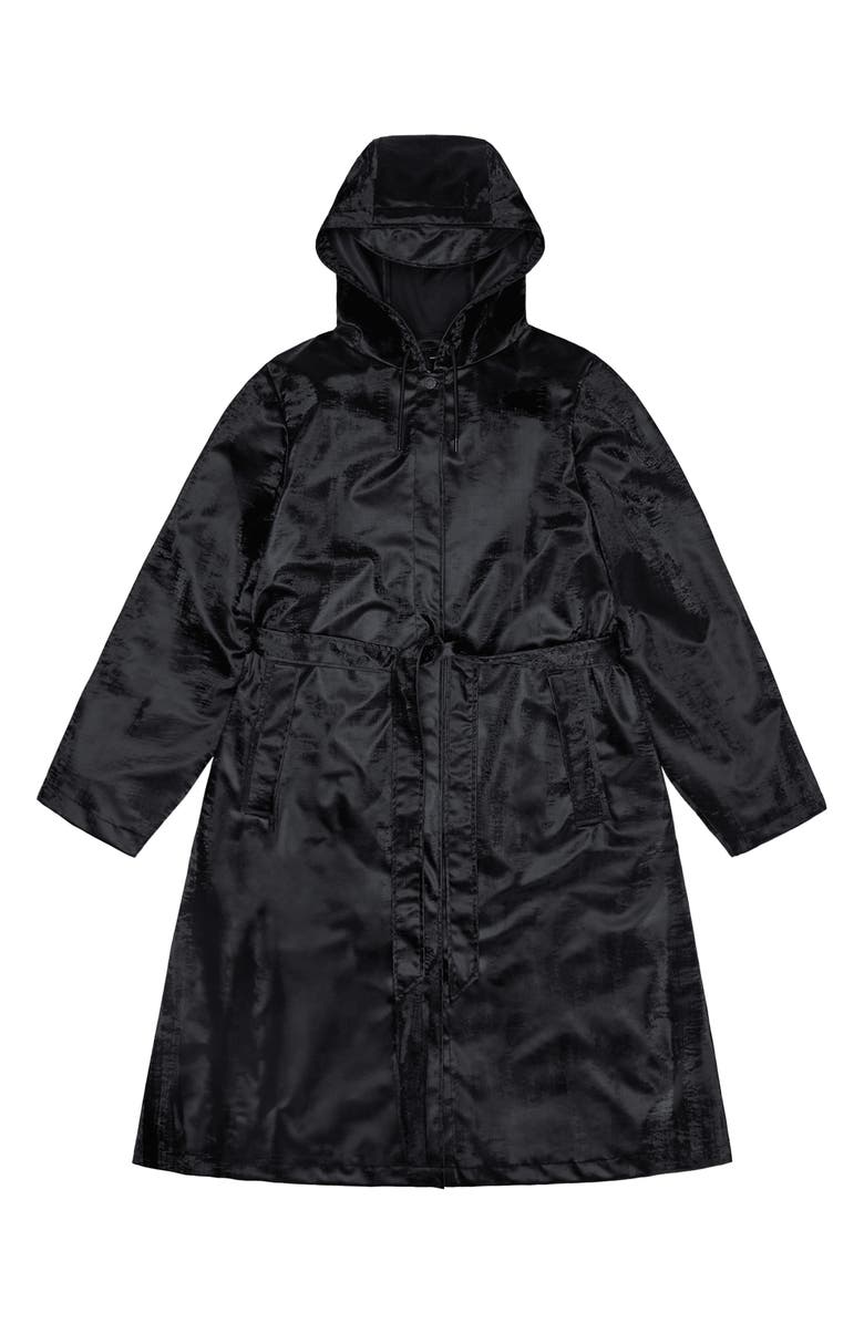 Rains Waterproof A-Line Long Raincoat, Alternate, color, Coal