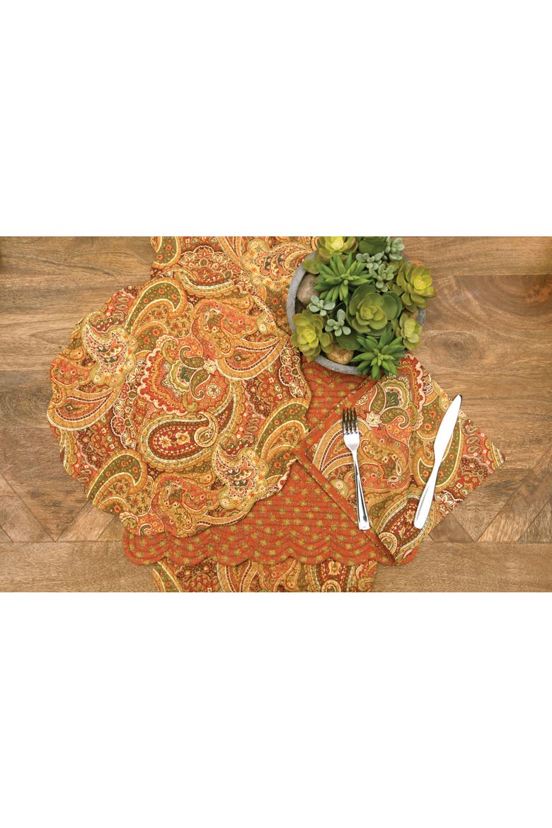 Tangiers Orange Vintage Paisley 100% Cotton  Set of 6 Cloth Napkins, Alternate, color, Orange