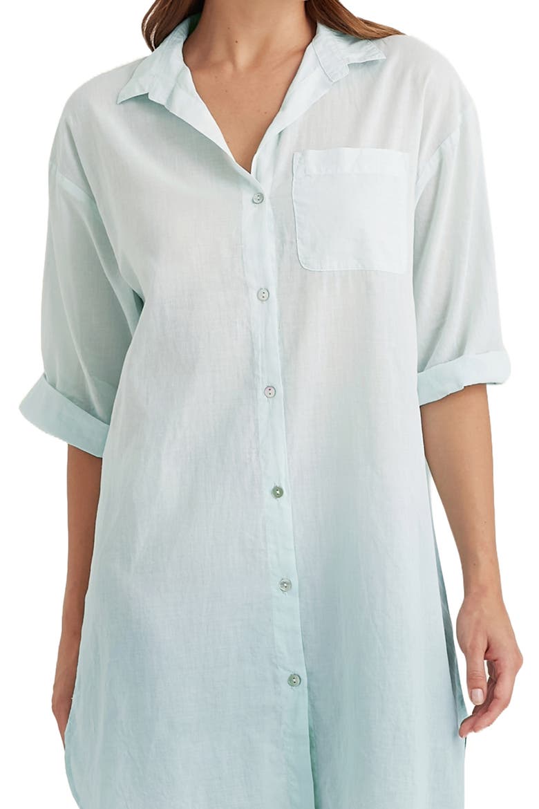 Ombré Cotton Voile Nightshirt, Alternate, color, EGGSHELL