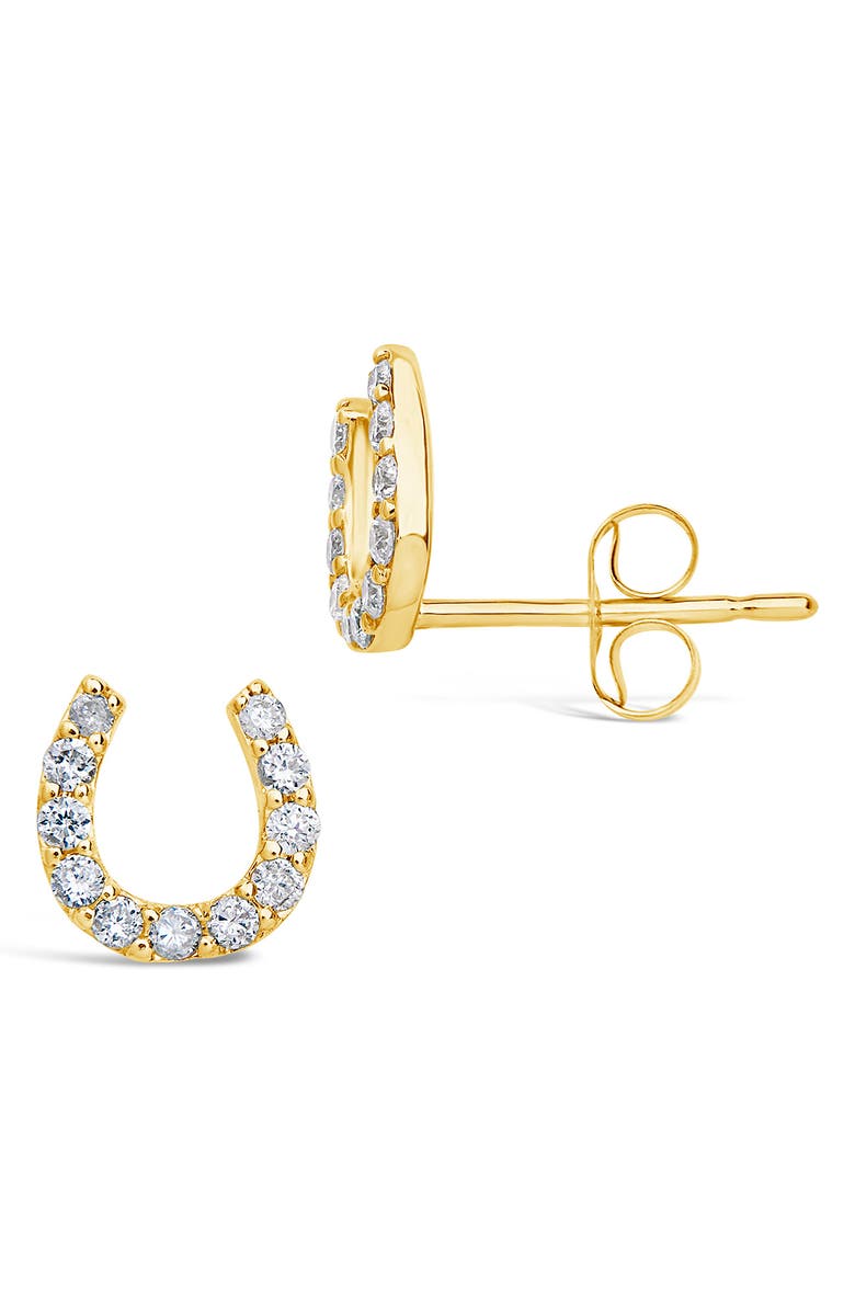 STERLING FOREVER FINE SF FINE 14K Gold Diamond Horseshoe Stud Earrings - 0.1 ctw, Alternate, color,