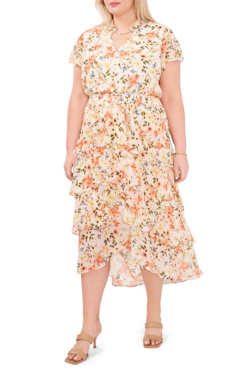 Smocked Ruffle Tiered Midi Dress